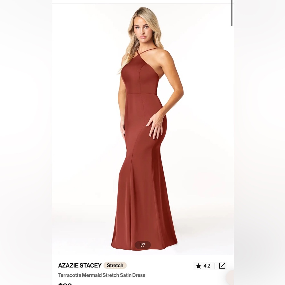 Azazie Stacey Stretch Satin Terracotta A2